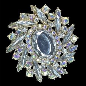 Vintage style Aurora Borealis AB stones brooch
